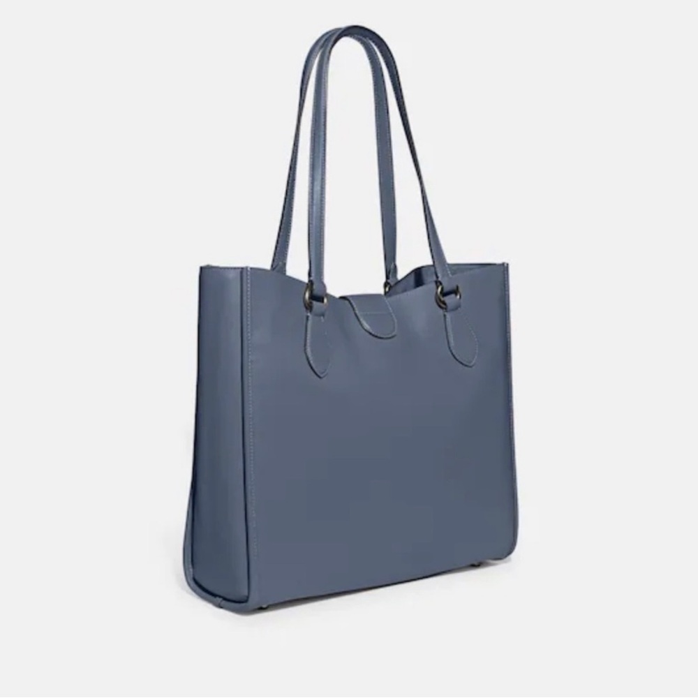 NWT Coach Theo Canyon Tote Bag Pewter Washed Chambray - Picture 4 of 14